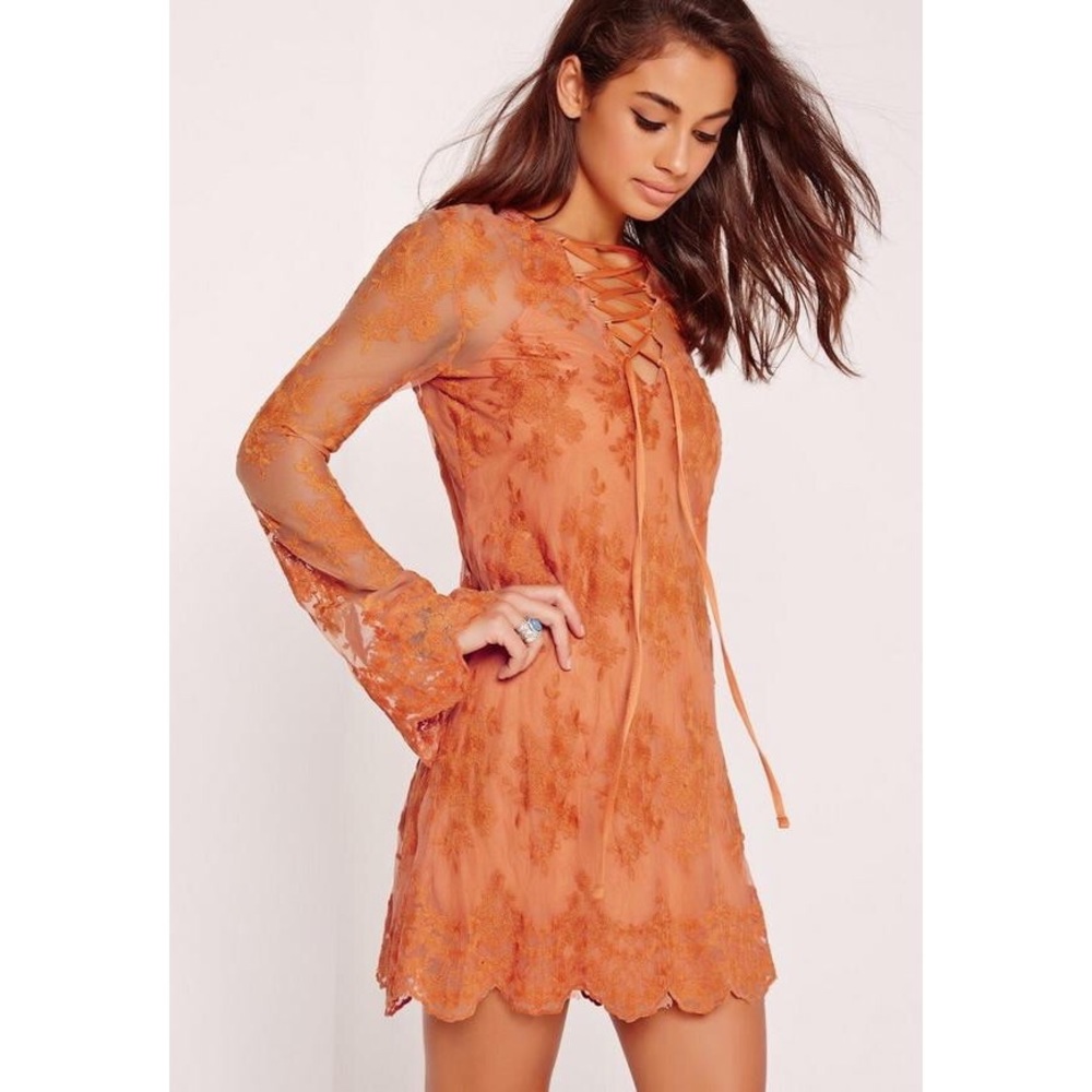 NWT Missguided Lace Mesh Lattice Front Dress